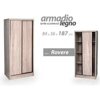 Armoire à portes coulissantes en chêne avec double compartiment 84 x 56 x 187 h