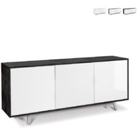 Buffet avec trois portes Glossy Black White 177x41x h74 cm