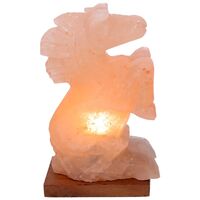 Lampe en bois de sel avec base cheval, prise 15x8x30 cm