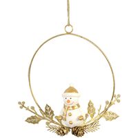 Guirlande métal bonhomme de neige or cm16x16x3