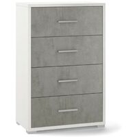 Commode de bureau à quatre tiroirs Ciment Blanc 51x41x h110 cm