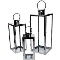 Lanterne carrée en métal argenté 1-3 cm21x20,3h52,5