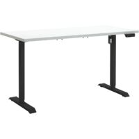 Bureau Réglable en Hauteur Standing Desk avec 4 Hauteurs d'Affichage Intégré (150x69 cm) Blanc Laqué et Noir