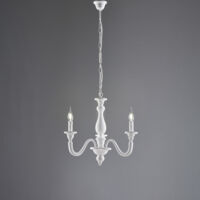 Lucca Lustre Shabby en bois blanc 3 lumières 108 d.41 BL271-3-BCO