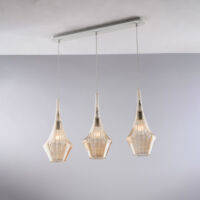 Zeus Rail en fer avec verre pyrex ambré 3 lumières L.75 X 10 BL270-BIN3-AM
