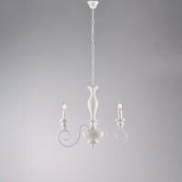 Cascina Lustre Shabby en bois laqué blanc et fer 3 lumières 113 d.44 BL265-3-BCO