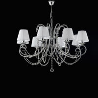 Magda Lustre en fer chromé 8 lumières et 118 abat-jour d.78 BL146-8-CR-PAR