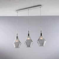 Zeus Rail en fer avec verre gris pyrex 3 lumières L.75 X 10 BL270-BIN3-GR