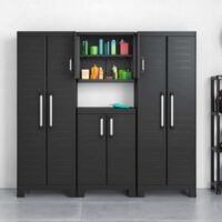 Keter – Armoire de jardin noire 65x45x97 h – 2 étagères réglables jusqu'à 15 kg – Poignées en aluminium – Fermeture avec cadenas