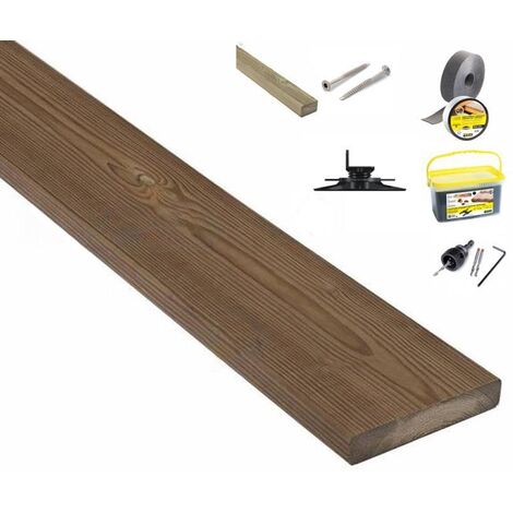 Kit terrasse 25m² en lame  PIN DU NORD US avec Lambourde, vis, cale de ventilation, plot pvc et Bande bitumineuse (1/5)