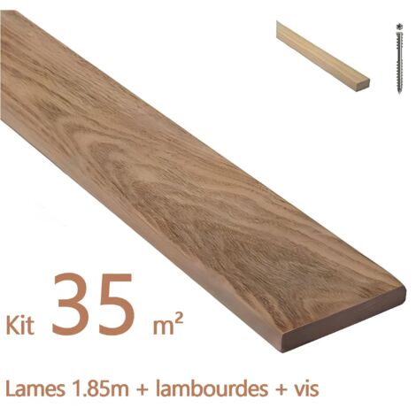 Kit terrasse de 35m² en bois exotique CUMARU Longueur des lames : 1850mm