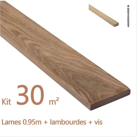 Kit terrasse de 30m² en bois exotique CUMARU Longueur des lames : 950mm