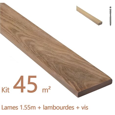 Kit terrasse de 45m² en bois exotique CUMARU Longueur des lames : 1550mm