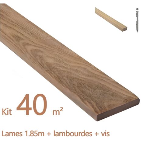 Kit terrasse de 40m² en bois exotique CUMARU Longueur des lames : 1850mm