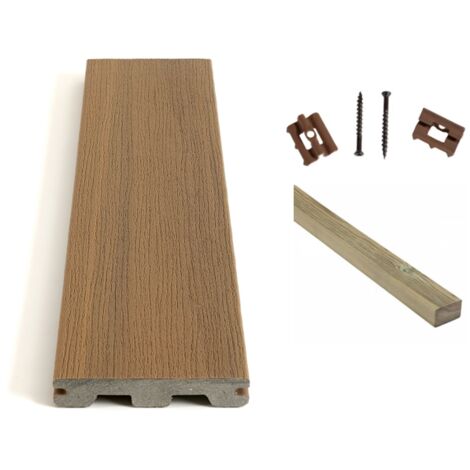 Kit complet terrasse composite Timbertech coconut 25m² avec lambourdes PIN et clips - Longueur lame 366cm (1/5)