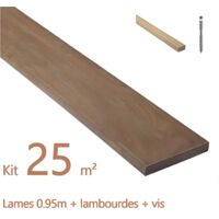Kit terrasse de 25m² en bois exotique IPE Longueur des lames : 950mm