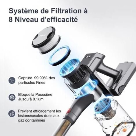 Aspirateur Balai Léger, Aspirateur Sans Fil Avec Phare LED