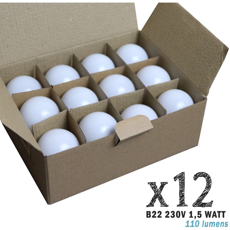 Lot de 3 ampoules LED B22 1W Blanc Chaud Incassables (équivalence 15W) pour  Guirlande Extérieure LBiMP®