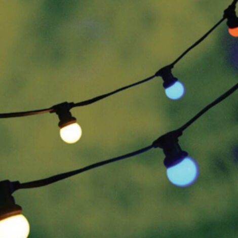 GUIRLANDE FORAINE CABLE PLAT NOIR 10 METRES 20 DOUILLES E27