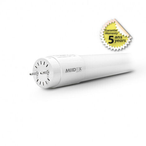Tube LED T8 12W 1200 mm (Phase / Neutre même côté) Miidex Lighting®  blanc-neutre-4000k - opaque (1/2)