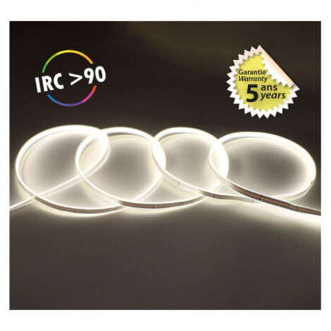 Ruban LED COB 9 watts /m - Blanc - Rouleau 5M 24V Miidex Lighting®  blanc-neutre-4000k - gaine-pvc-ip65