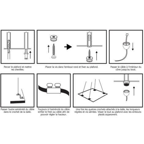 Kit de Suspension pour Dalle LED Carré 300x300 / 600x600 mm Miidex Lighting®
