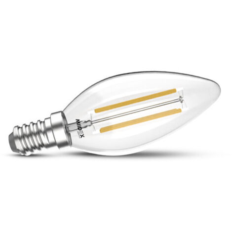 Ampoule LED E14 2W Filament Flamme Miidex Lighting® blanc-neutre-4000k - non-dimmable (1/2)