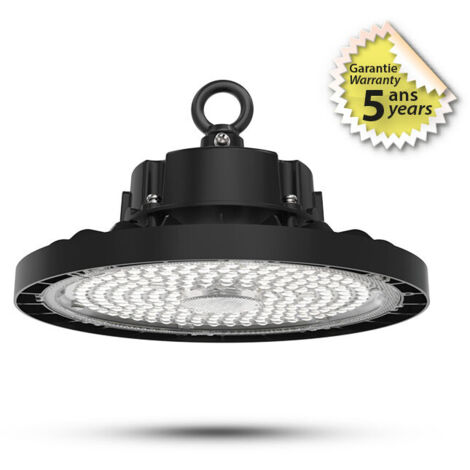 Projecteur HIGH BAY LED 100W - Éclairage Industriel Blanc Naturel 4000K - IP65 Étanche - Ø250mm - Noir
