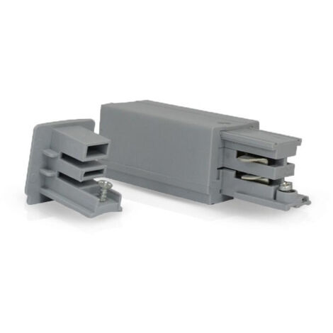 Connecteur d'Alimentation pour Rail type XTS + Clips de fin. Miidex Lighting®  gris - gauche