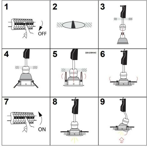 Support de spot rond orientable noir Ø86 MM Miidex Lighting®