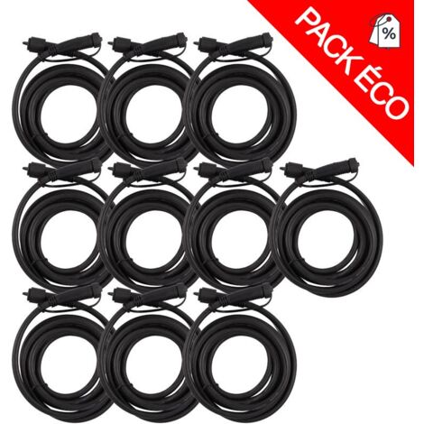 Pack de 10 rallonges Câble 2,50 mètres avec connecteurs IP65 12-230V - 2x1mm² Lumihome® (1/4)