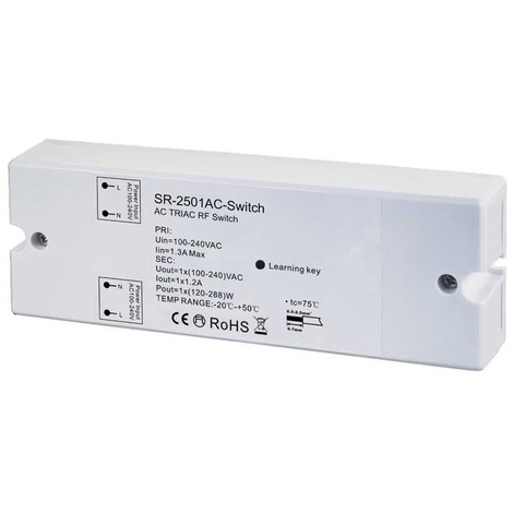 Boîtier Interrupteur / Récepteur 230V RF 1x canal 288W