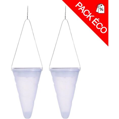 Lot de 2 lanternes lumineuses LED solaires HANG CREAMY W34 Lumisky® (1/4)