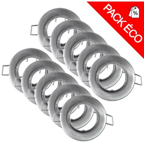 Pack de 10 supports de spot Rond Fixe Alu brossé Ø77 mm Miidex Lighting® (1/3)