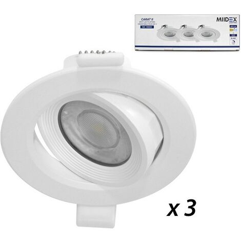 Pack de 3 spots LED CARAT II Orientables - 5W Dimmable Miidex Lighting®  blanc-chaud-3000k - dimmable - blanc