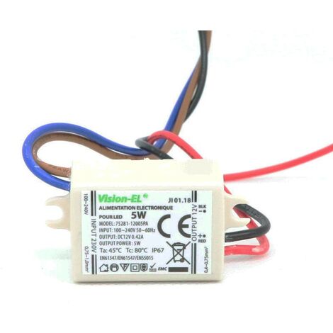 Transformateur LED 5W 12 Volts DC .