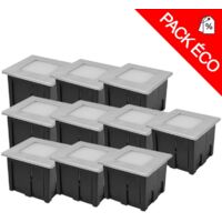 Pack de 10 spots balises LED carré encastrable - 1.5W 230V Miidex Lighting®