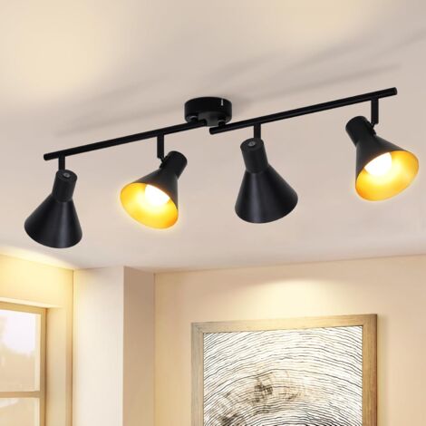 GBLY Plafonnier Spot , 4x E14 ,  pivotante & orientable , design industriel , vintage spot mural , noir , IP20 , 71 x 11 x 21 cm , sans ampoules
