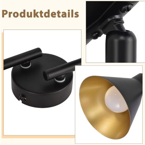 GBLY Plafonnier Spot , 4x E14 ,  pivotante & orientable , design industriel , vintage spot mural , noir , IP20 , 71 x 11 x 21 cm , sans ampoules