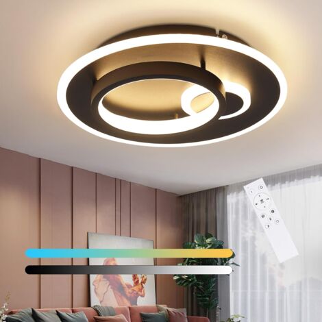 Plafonnier Led Salon - Noir Lampe de salon Dimmable avec télécommande Lampe de chambre à coucher Design moderne Lampe de cuisine Plafonnier pour chambre à coucher Cuisine Hôtel Couloir