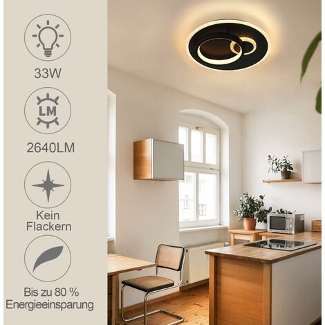 Plafonnier Led Salon - Noir Lampe de salon Dimmable avec télécommande Lampe de chambre à coucher Design moderne Lampe de cuisine Plafonnier pour chambre à coucher Cuisine Hôtel Couloir