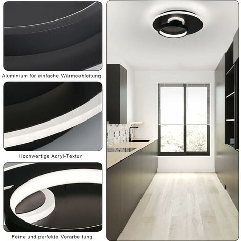 Plafonnier Led Salon - Noir Lampe de salon Dimmable avec télécommande Lampe de chambre à coucher Design moderne Lampe de cuisine Plafonnier pour chambre à coucher Cuisine Hôtel Couloir