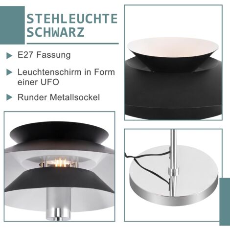 GBLY Lampadaire Salon Noir Lampadaire Moderne E27 1 flamme avec interrupteur à pied Vintage Lampadaire Métal Design Industriel Lampe de Lit Elégante Lampe sur pied pour Chambre Bureau Hauteur 145CM