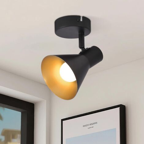 GBLY Applique murale rétro , E14 , Plafonnier Spot , pivotante & orientable , design industriel , vintage spot mural , noir , IP20 , sans ampoules