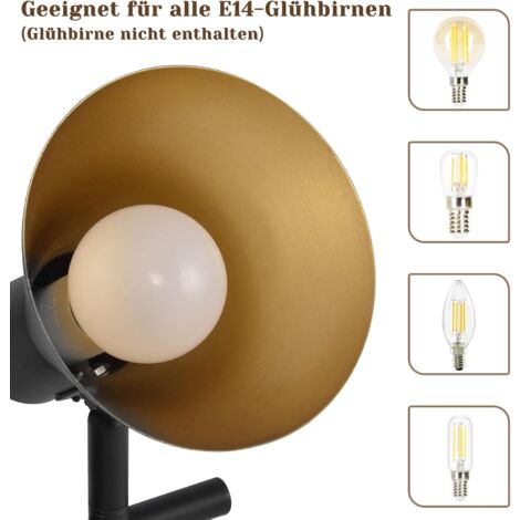 GBLY Plafonnier Spot , 2x E14 ,  pivotante & orientable , design industriel , vintage spot mural , noir , IP20 , 28 x 11 x 21 cm , sans ampoules
