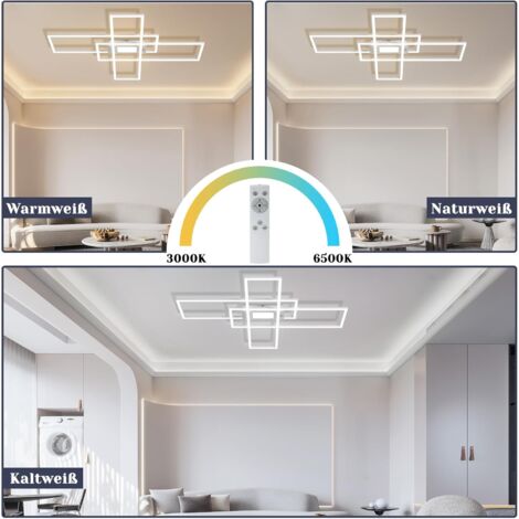 GBLY Plafonnier LED Dimmable - 50W Lampe de Plafond Blanc avec Télécommande, 3 Carré Moderne éclairage de Plafond Café LED Lustre, Lampe de Plafond Encastré Applique Muralepour Salle à Manger Salon