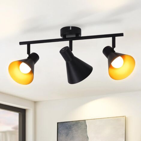 GBLY Plafonnier Spot , 3x E14 ,  pivotante & orientable , design industriel , vintage spot mural , noir , IP20 , 49 x 11 x 21 cm , sans ampoules