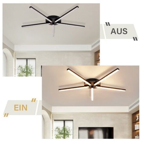 GBLY Lampe de plafond LED 24W blanc chaud lampe de salon - plafonnier noir 3000K lumière moderne cristal lampe de plafond métal pour chambre salon couloir cuisine