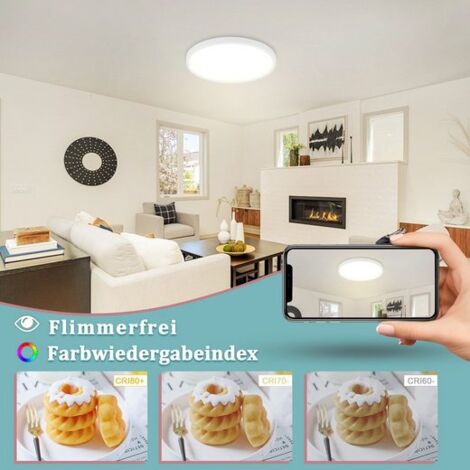 GBLY Plafonnier LED Chambre à coucher - Lampe de chambre à coucher plate Ø30CM Lampe de salle de bain ronde Lampe de cuisine blanche Lampe de couloir Plafond 21W Salle de bain IP44 Eclairage du plafon
