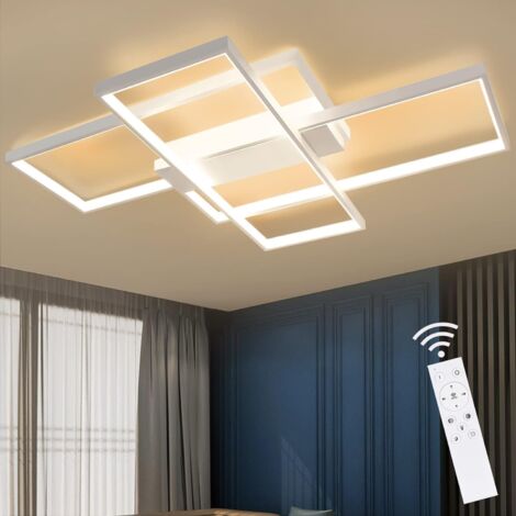 GBLY Plafonnier Dimmable, 100x70x8cm, 3 Carrés Plafonniers LED blanc Modernes avec Télécommande, 88W Acrylique Encastré Éclairage Lampe de Plafond Lustre Applique Murale Luminaire